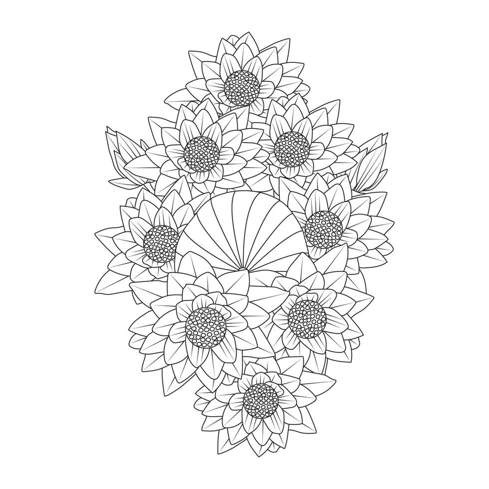 water lily flower coloring page of simplicity artistic drawn with blossom flower on isolated background vector