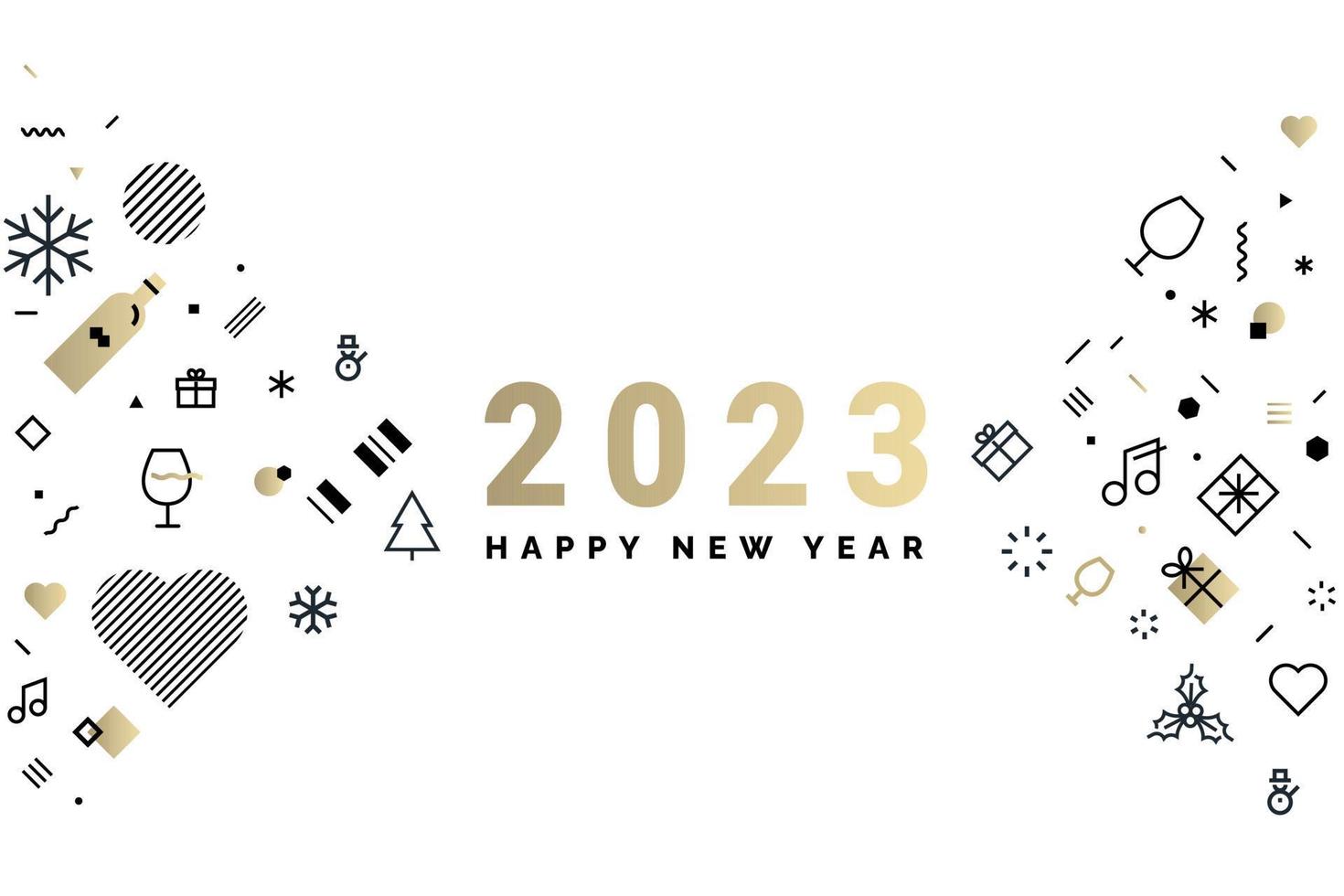 feliz año nuevo 2023. concepto de ilustración vectorial para fondo, tarjeta de felicitación, tarjeta de invitación de fiesta, banner de sitio web, banner de redes sociales, material de marketing. vector