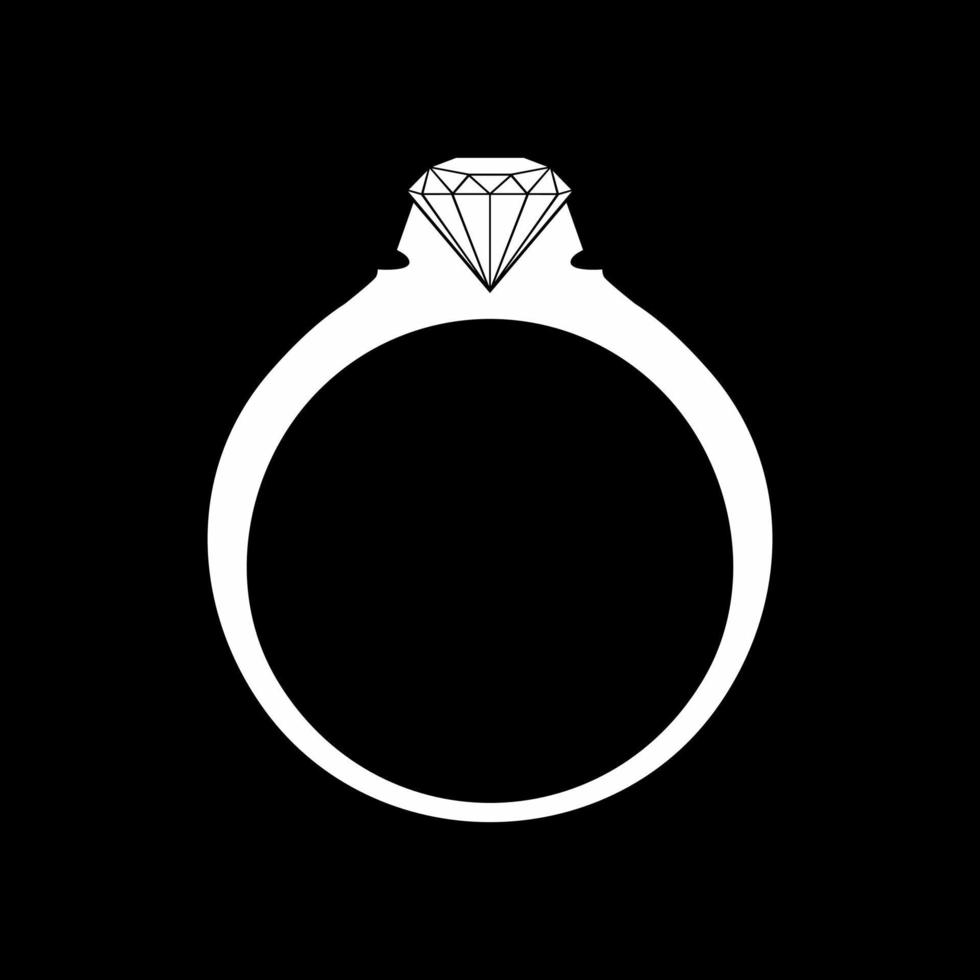 silueta de diamante de anillo para símbolo de icono de prometido y matrimonio y para logotipo, pictograma o elemento de diseño gráfico. ilustración vectorial vector