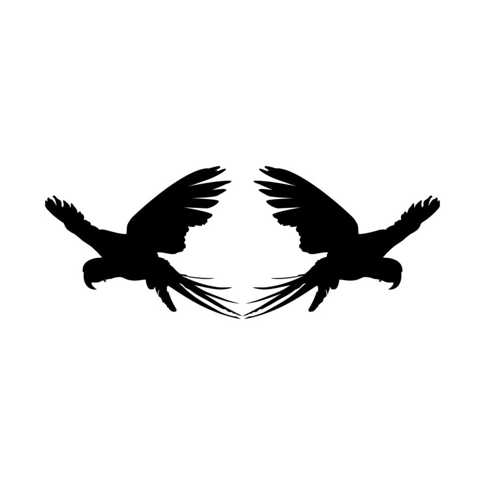par volador de la silueta de pájaro guacamayo para logotipo, pictograma, ilustración de arte, sitio web o elemento de diseño gráfico. ilustración vectorial vector
