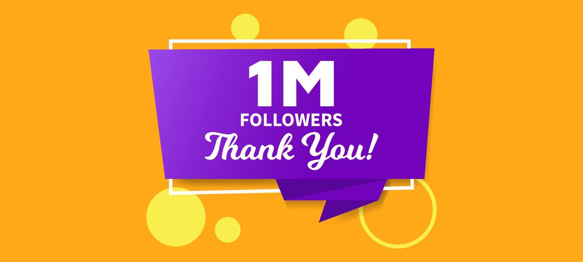 1 million followers, thank you banner vector