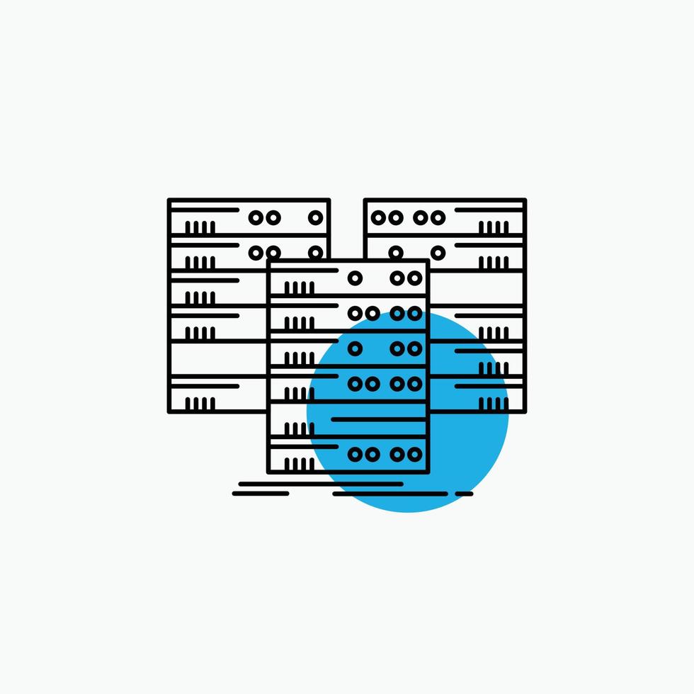 centro. centro. datos. base de datos. icono de la línea del servidor vector