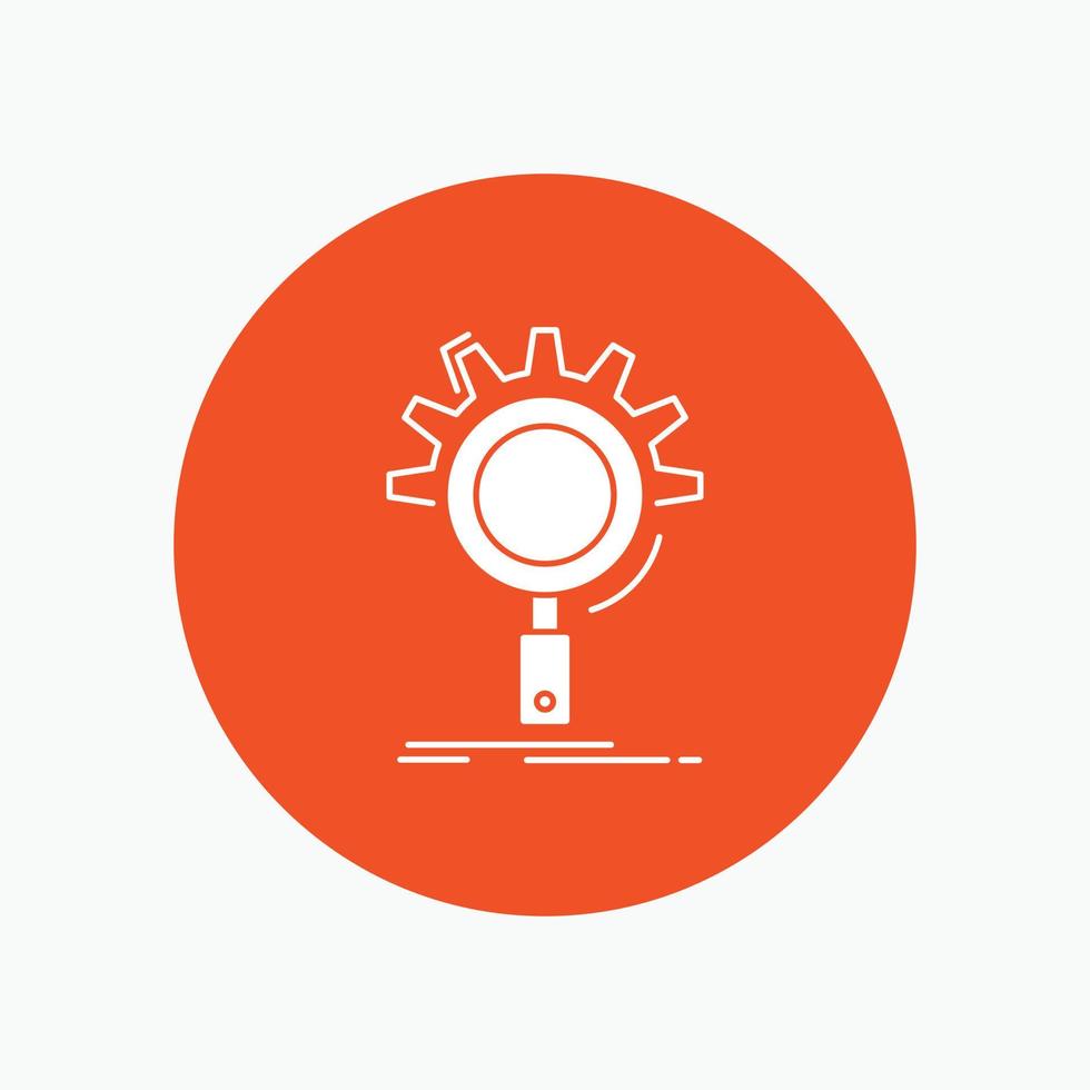 seo, search, optimization, process, setting White Glyph Icon in Circle. Vector Button illustration