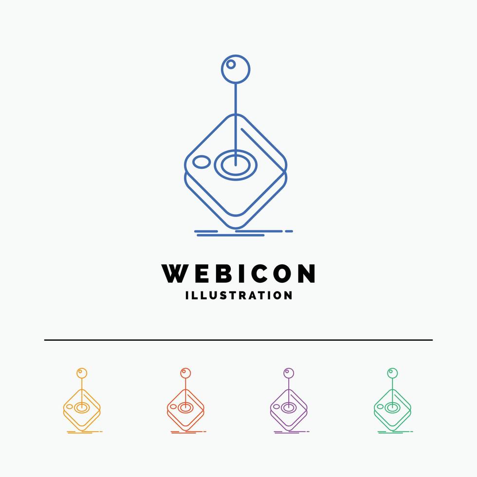 Arcade. game. gaming. joystick. stick 5 Color Line Web Icon Template isolated on white. Vector illustration
