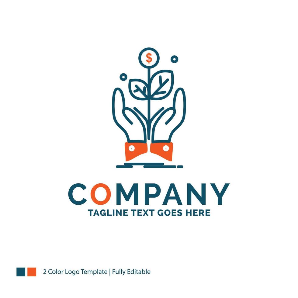 business. company. growth. plant. rise Logo Design. Blue and Orange Brand Name Design. Place for Tagline. Business Logo template. vector