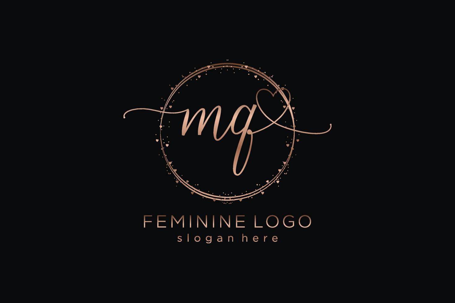 Initial MQ handwriting logo with circle template vector logo of initial wedding, fashion, floral and botanical with creative template.