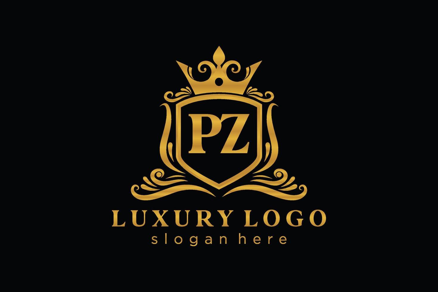 Initial PZ Letter Royal Luxury Logo template in vector art for Restaurant, Royalty, Boutique, Cafe, Hotel, Heraldic, Jewelry, Fashion and other vector illustration.