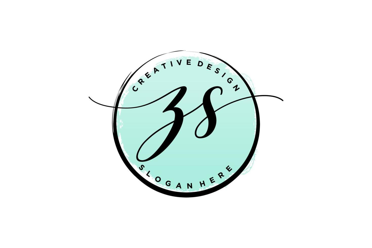 Initial ZS handwriting logo with circle template vector signature, wedding, fashion, floral and botanical with creative template.