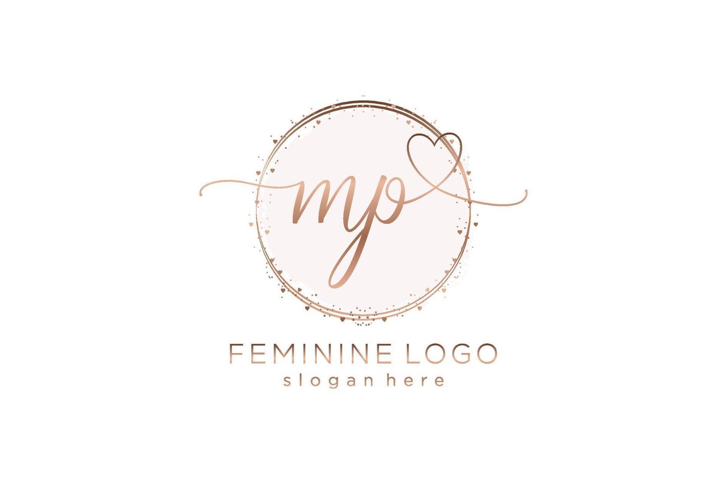 Initial MP handwriting logo with circle template vector logo of initial wedding, fashion, floral and botanical with creative template.