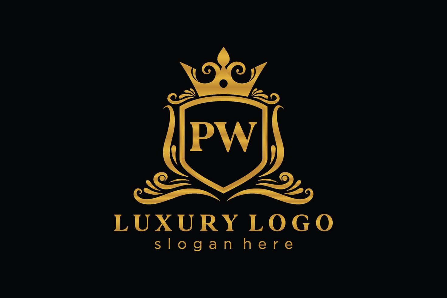 Initial PW Letter Royal Luxury Logo template in vector art for Restaurant, Royalty, Boutique, Cafe, Hotel, Heraldic, Jewelry, Fashion and other vector illustration.