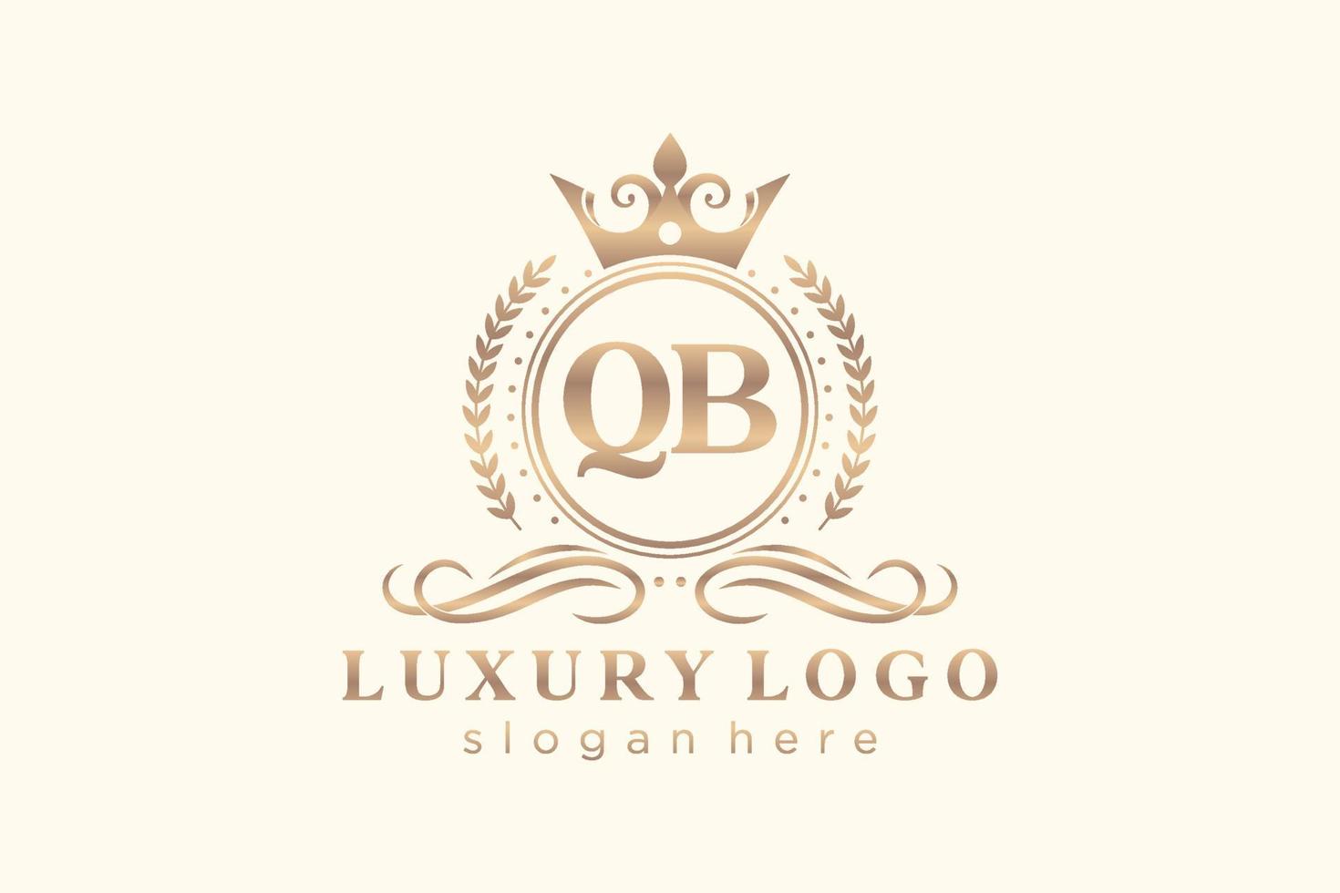 Initial QB Letter Royal Luxury Logo template in vector art for Restaurant, Royalty, Boutique, Cafe, Hotel, Heraldic, Jewelry, Fashion and other vector illustration.