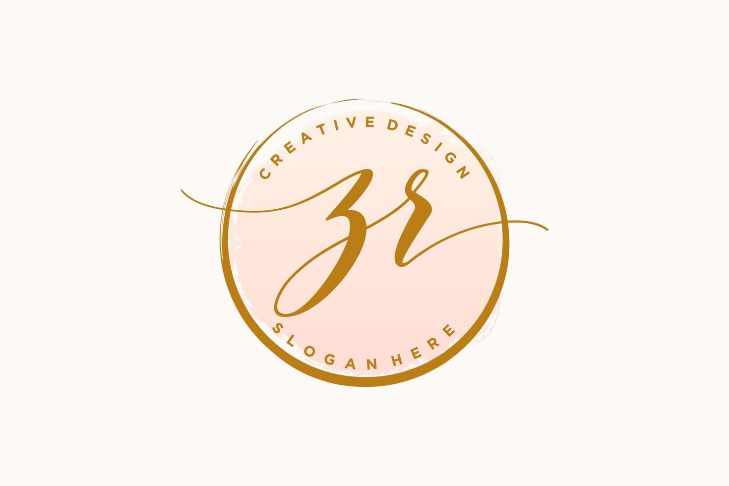 Initial ZR handwriting logo with circle template vector signature, wedding, fashion, floral and botanical with creative template.