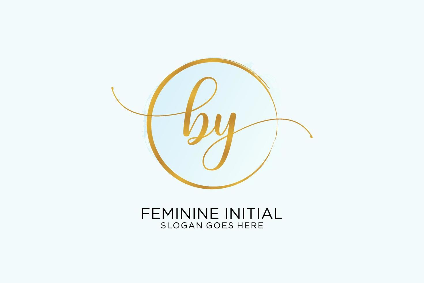 Initial BY handwriting logo with circle template vector signature, wedding, fashion, floral and botanical with creative template.