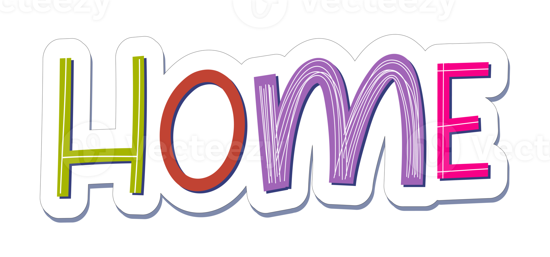 Children comic colorful home word. Perfect for tags and stickers. png