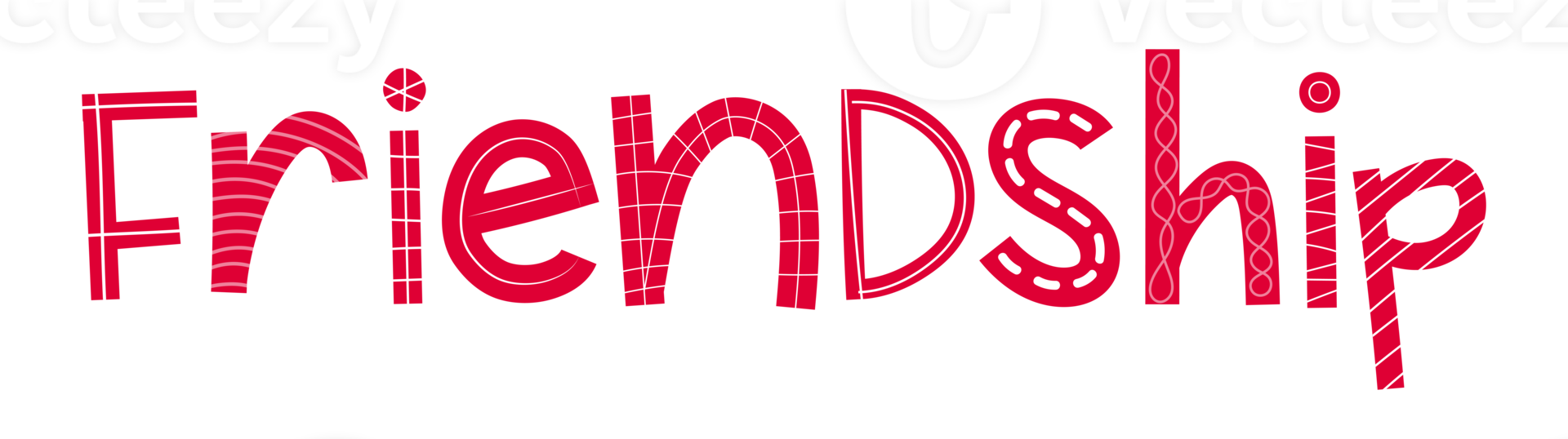 Palabra de amistad roja cómica con detalles en blanco. perfecto para pegatinas y personalizaciones. png