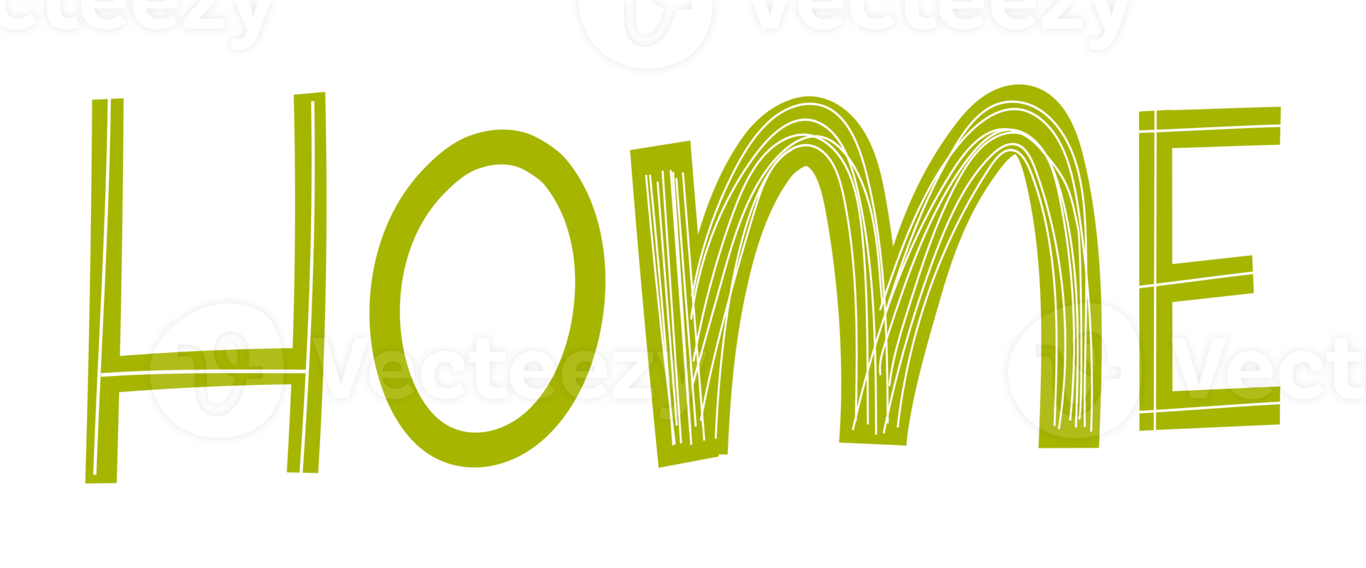 Irregular comic green Home word tag. Children style. png