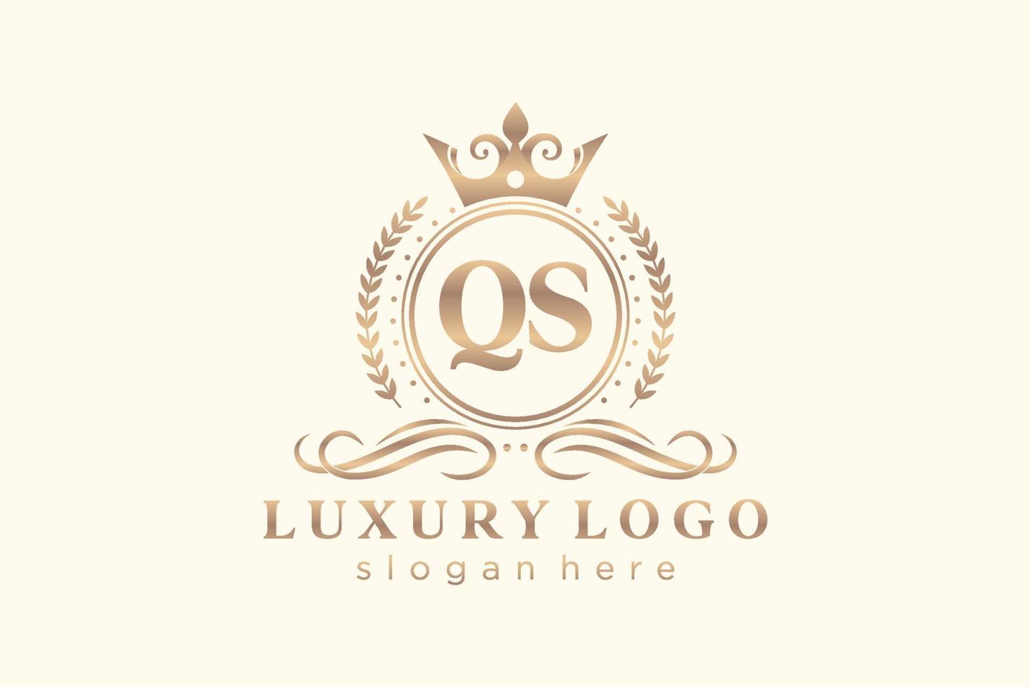 Initial QS Letter Royal Luxury Logo template in vector art for Restaurant, Royalty, Boutique, Cafe, Hotel, Heraldic, Jewelry, Fashion and other vector illustration.