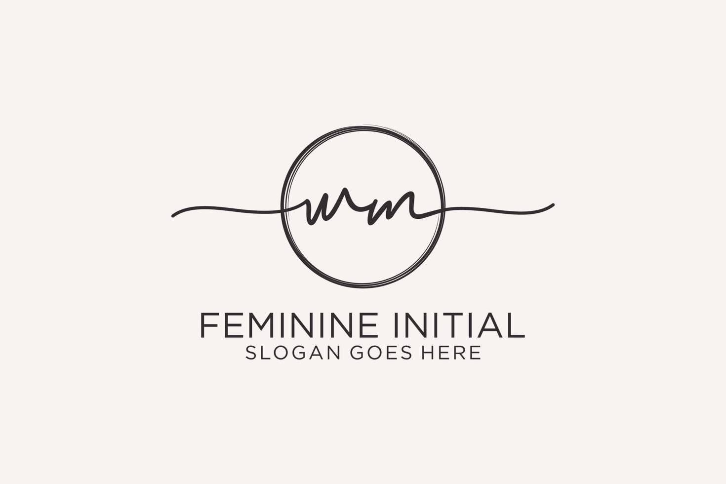 Initial WM handwriting logo with circle template vector logo of initial signature, wedding, fashion, floral and botanical with creative template.