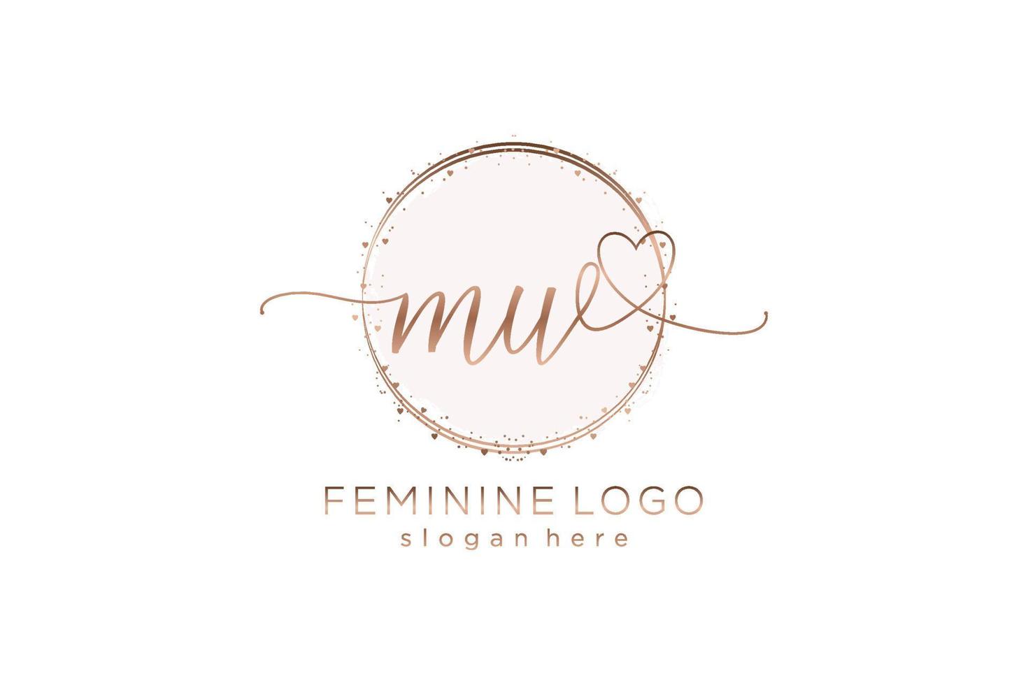 Initial MW handwriting logo with circle template vector logo of initial wedding, fashion, floral and botanical with creative template.
