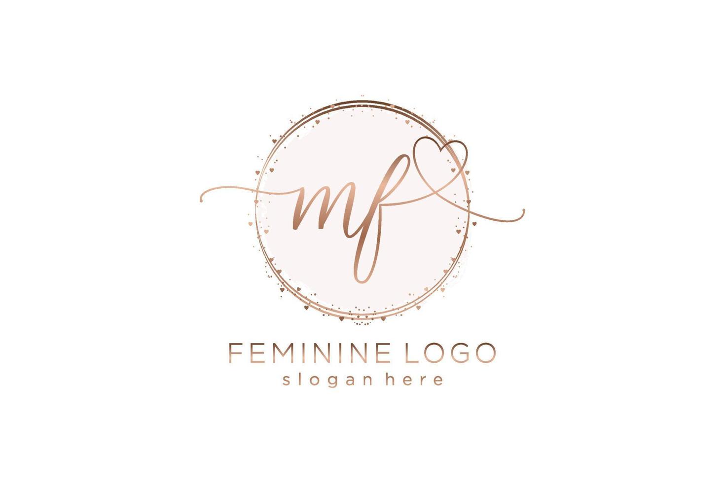 Initial MF handwriting logo with circle template vector logo of initial wedding, fashion, floral and botanical with creative template.