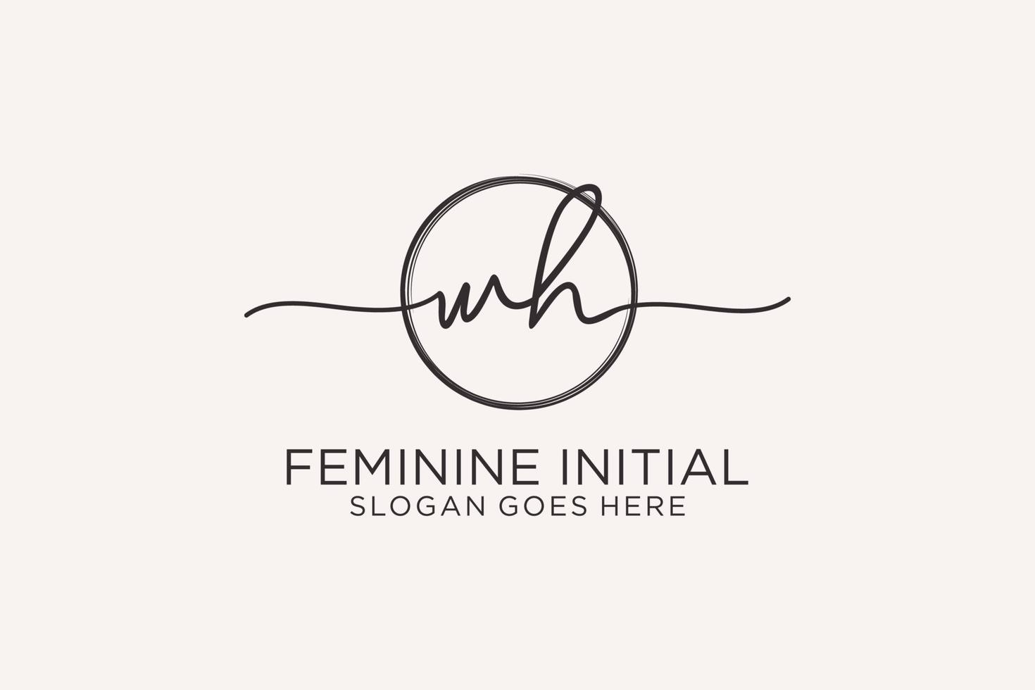 Initial WH handwriting logo with circle template vector logo of initial signature, wedding, fashion, floral and botanical with creative template.