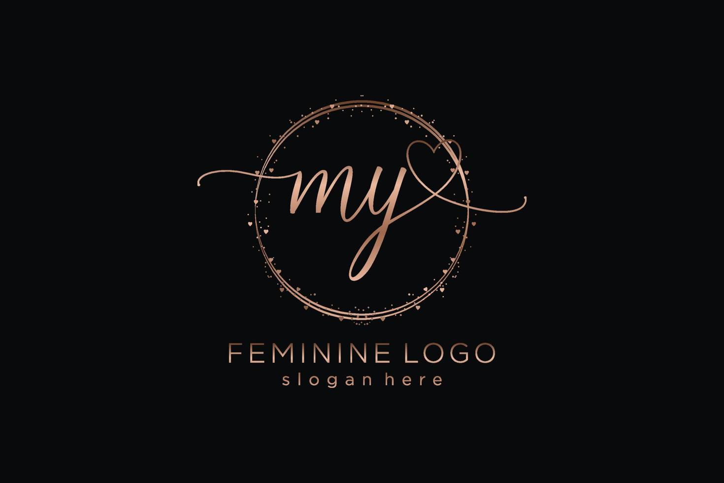 Initial MY handwriting logo with circle template vector logo of initial wedding, fashion, floral and botanical with creative template.