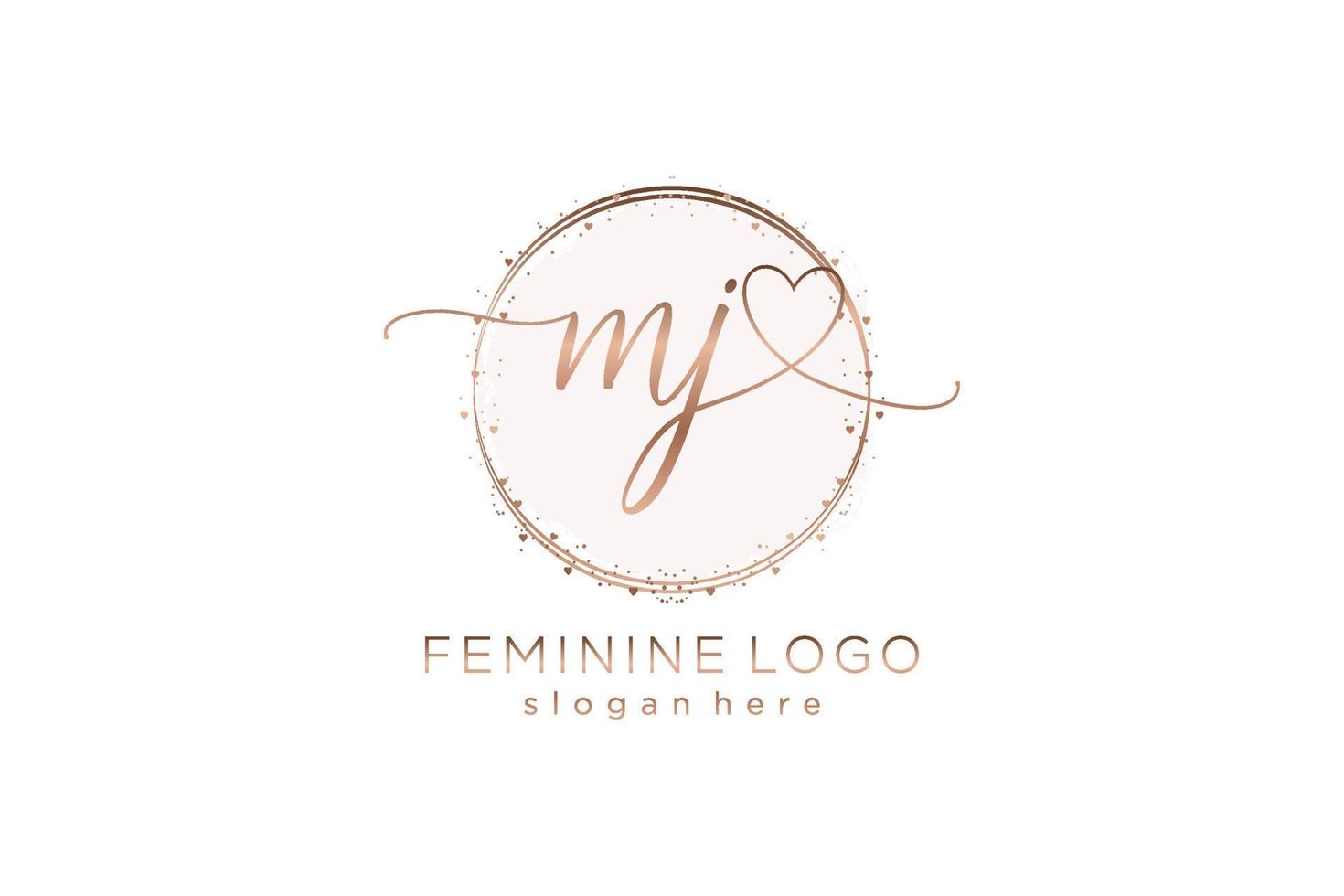 Initial MJ handwriting logo with circle template vector logo of initial wedding, fashion, floral and botanical with creative template.
