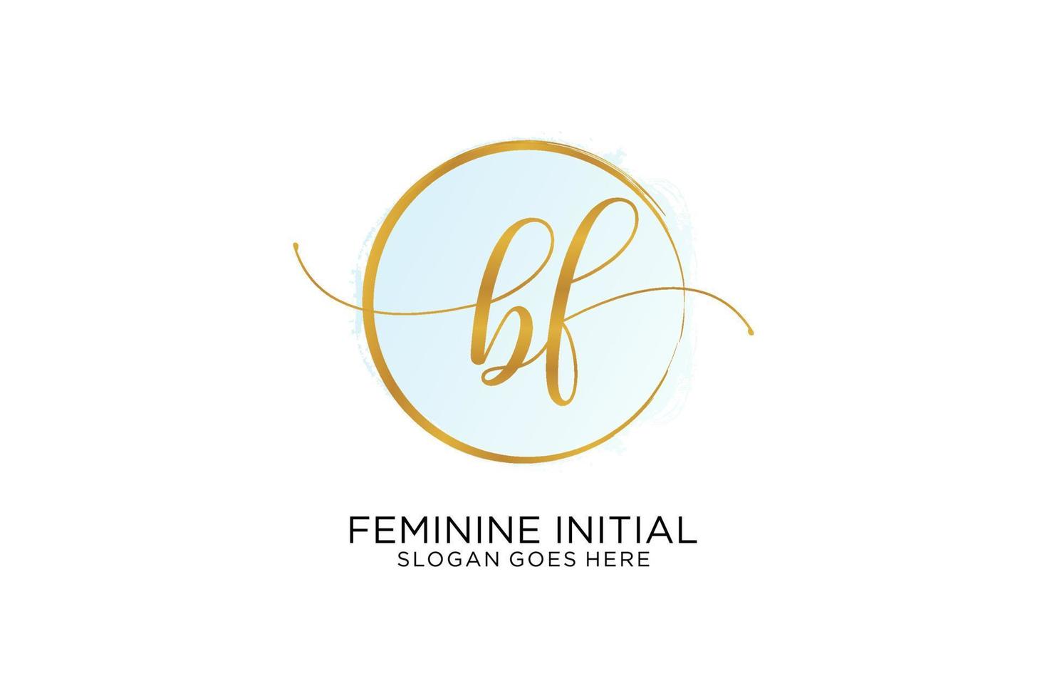 Initial BF handwriting logo with circle template vector signature, wedding, fashion, floral and botanical with creative template.