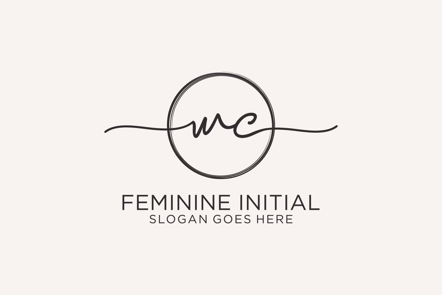 Initial WC handwriting logo with circle template vector logo of initial signature, wedding, fashion, floral and botanical with creative template.