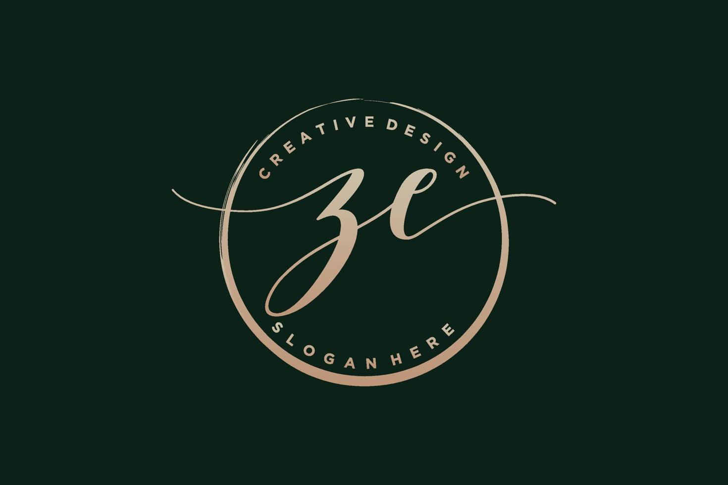 Initial ZE handwriting logo with circle template vector signature, wedding, fashion, floral and botanical with creative template.