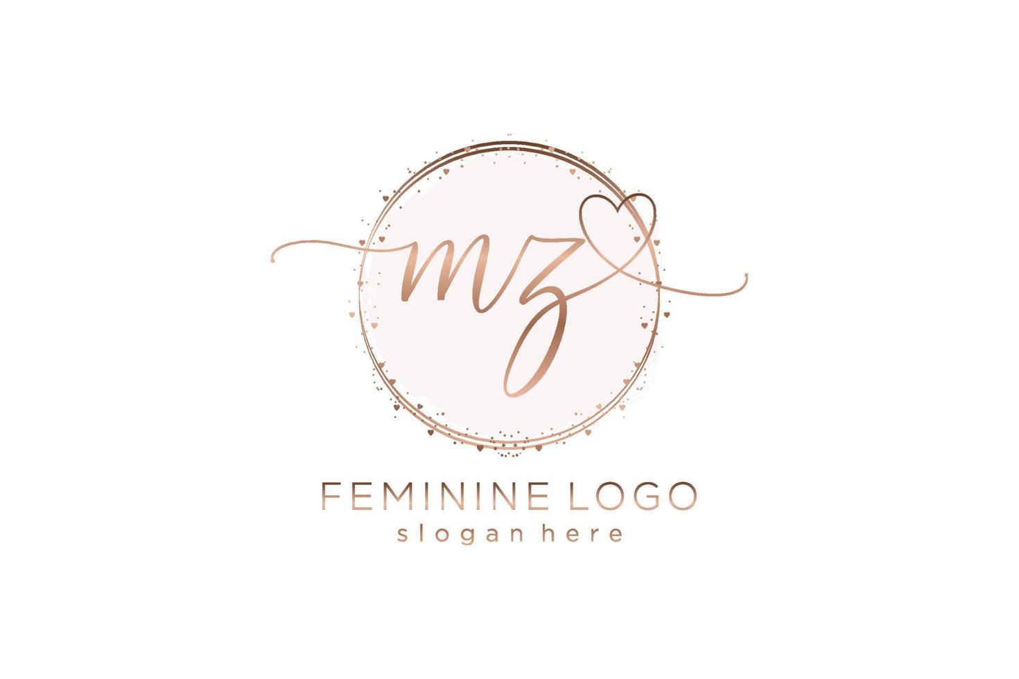 Initial MZ handwriting logo with circle template vector logo of initial wedding, fashion, floral and botanical with creative template.