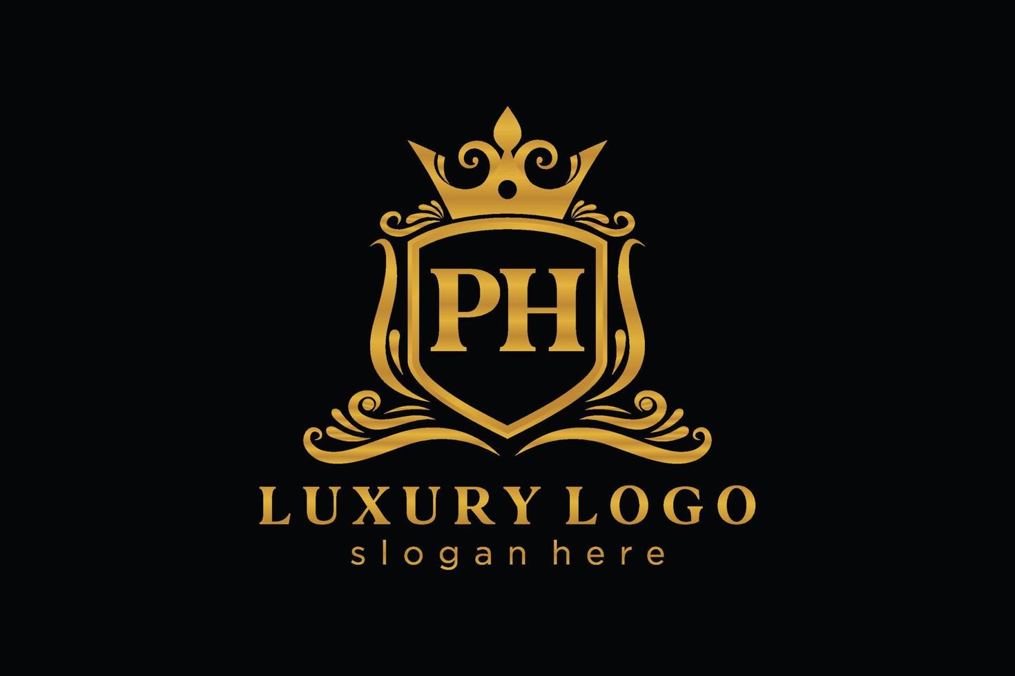 Initial PH Letter Royal Luxury Logo template in vector art for Restaurant, Royalty, Boutique, Cafe, Hotel, Heraldic, Jewelry, Fashion and other vector illustration.