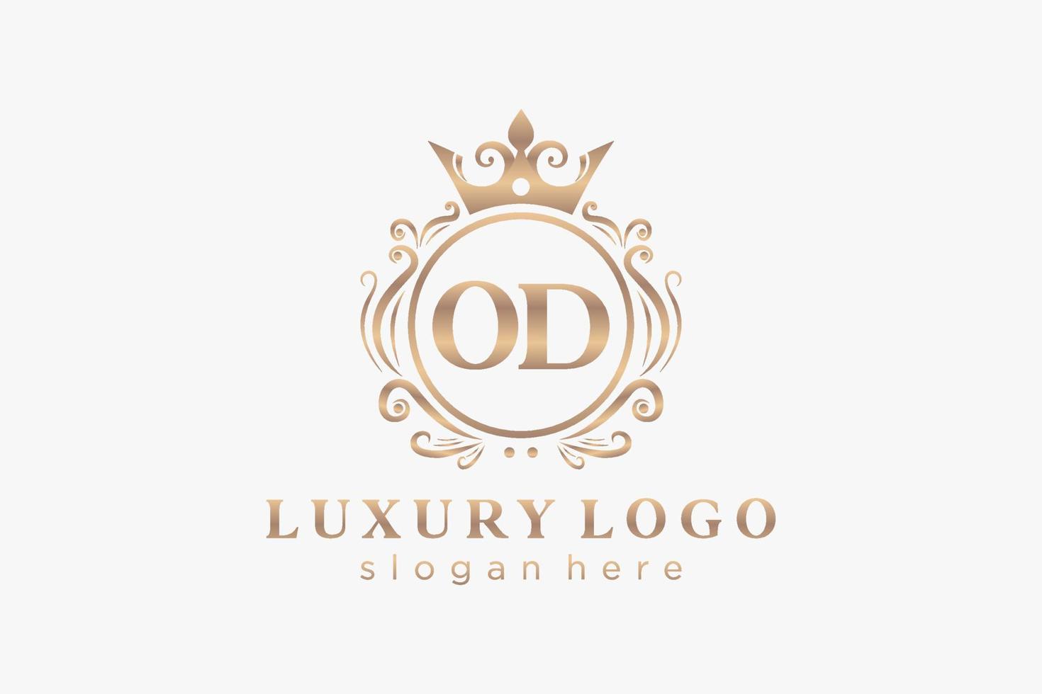 Initial OD Letter Royal Luxury Logo template in vector art for Restaurant, Royalty, Boutique, Cafe, Hotel, Heraldic, Jewelry, Fashion and other vector illustration.