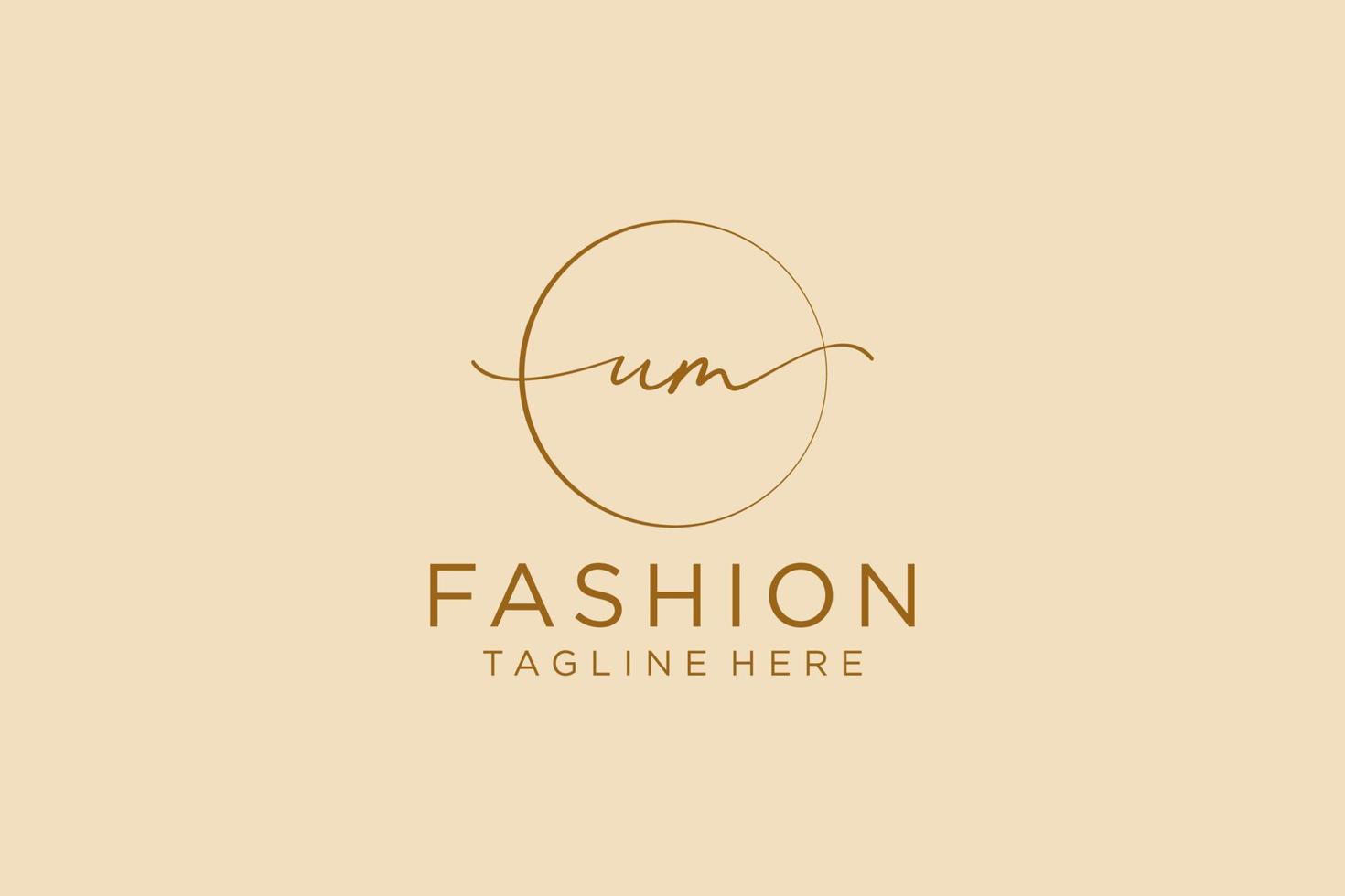 initial UM Feminine logo beauty monogram and elegant logo design, handwriting logo of initial signature, wedding, fashion, floral and botanical with creative template. vector