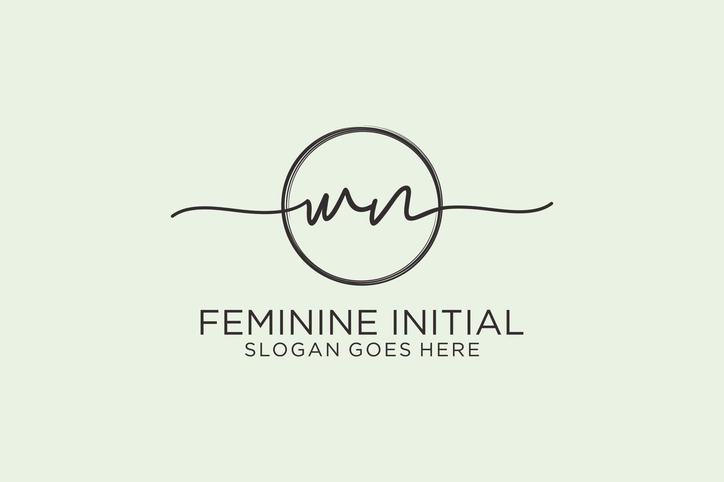 Initial WN handwriting logo with circle template vector logo of initial signature, wedding, fashion, floral and botanical with creative template.