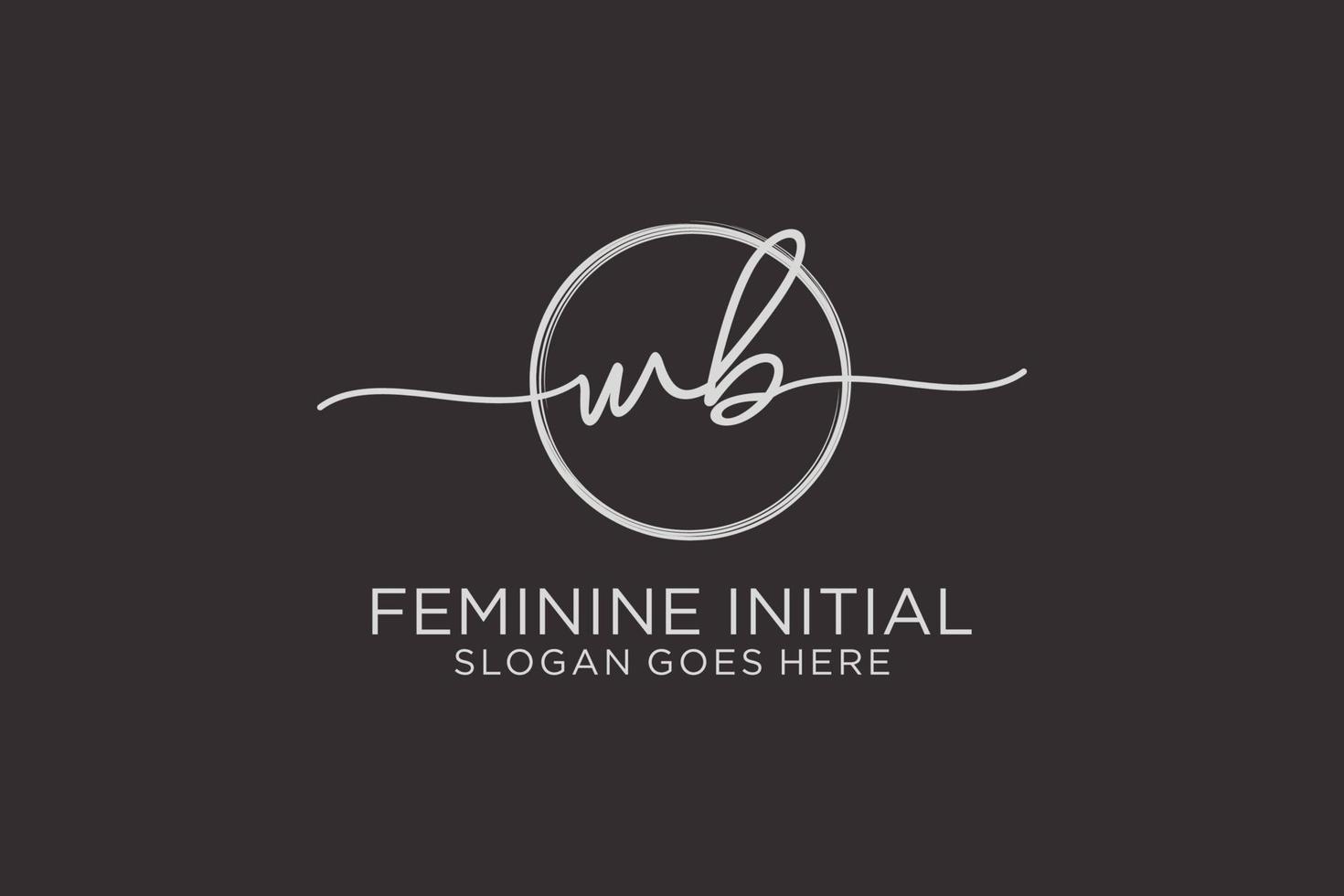 Initial WB handwriting logo with circle template vector logo of initial signature, wedding, fashion, floral and botanical with creative template.
