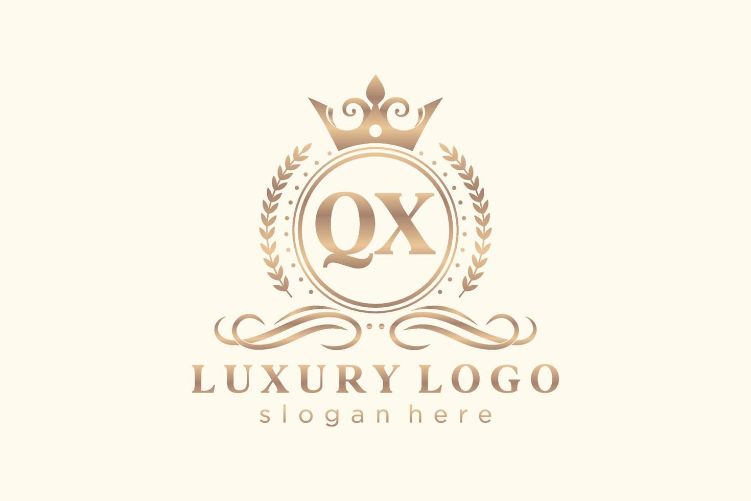 Initial QX Letter Royal Luxury Logo template in vector art for Restaurant, Royalty, Boutique, Cafe, Hotel, Heraldic, Jewelry, Fashion and other vector illustration.