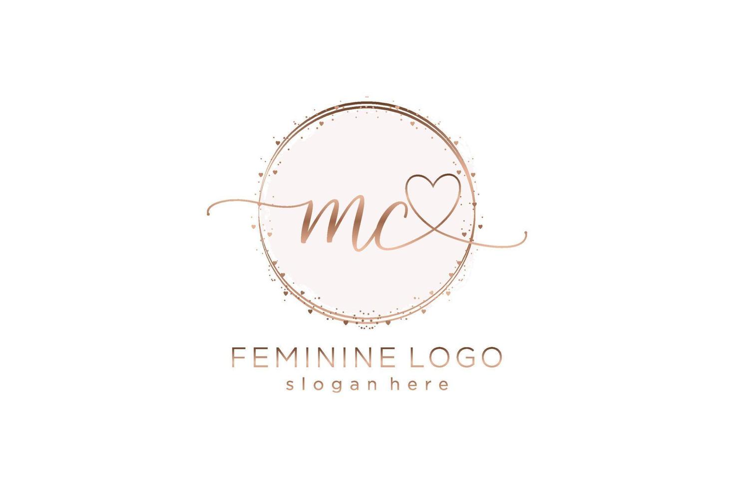 Initial MC handwriting logo with circle template vector logo of initial wedding, fashion, floral and botanical with creative template.