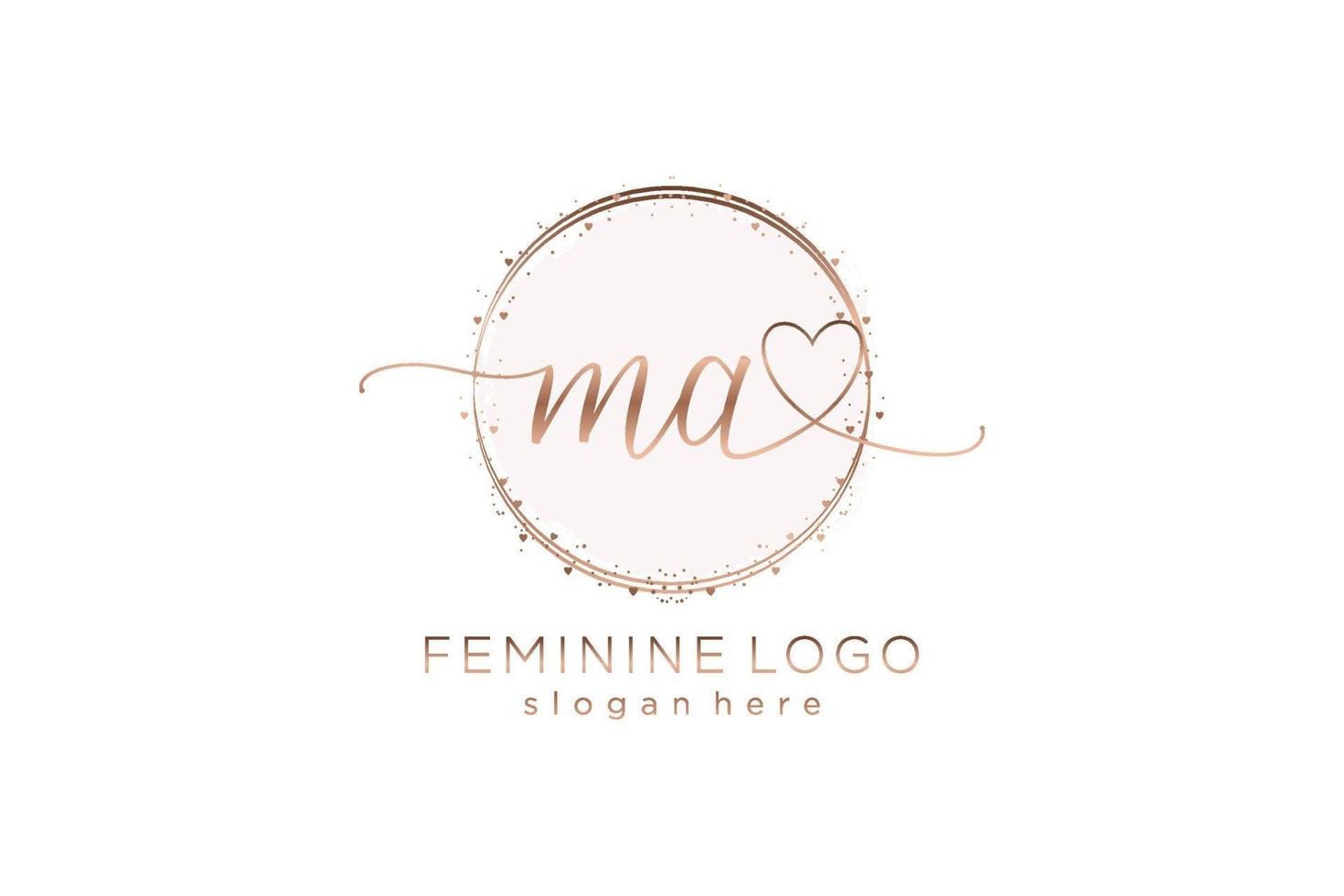 logotipo de escritura ma inicial con plantilla de círculo logotipo vectorial de boda inicial, moda, floral y botánica con plantilla creativa. vector