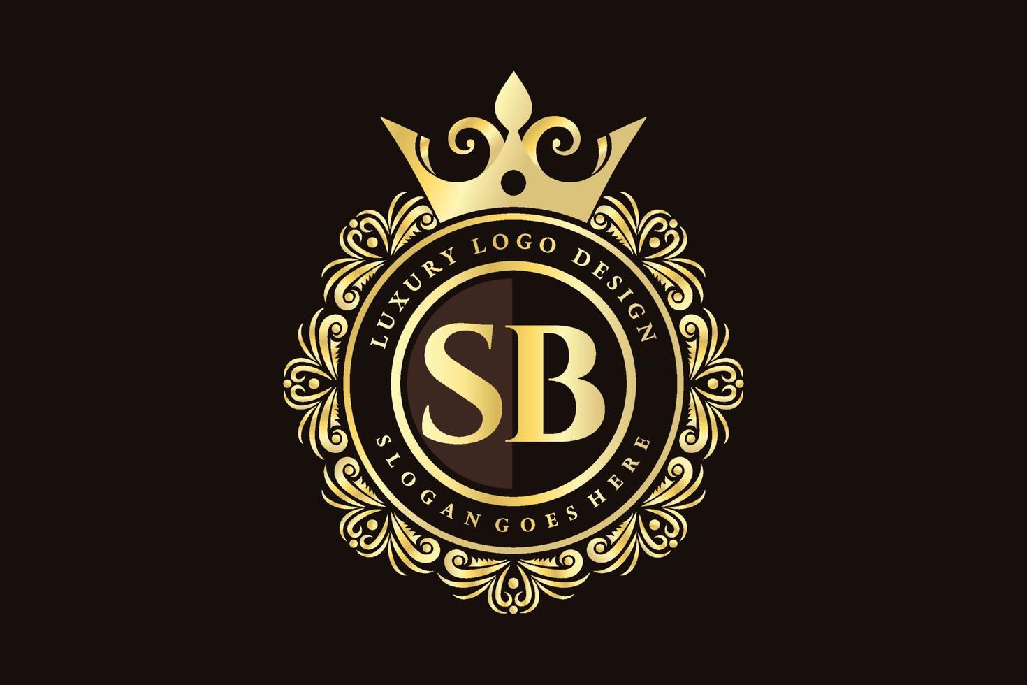 sb letra inicial oro caligráfico femenino floral dibujado a mano monograma heráldico antiguo estilo vintage diseño de logotipo de lujo vector premium