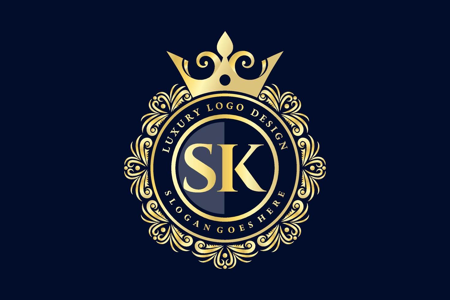 sk letra inicial oro caligráfico femenino floral dibujado a mano monograma heráldico antiguo estilo vintage diseño de logotipo de lujo vector premium