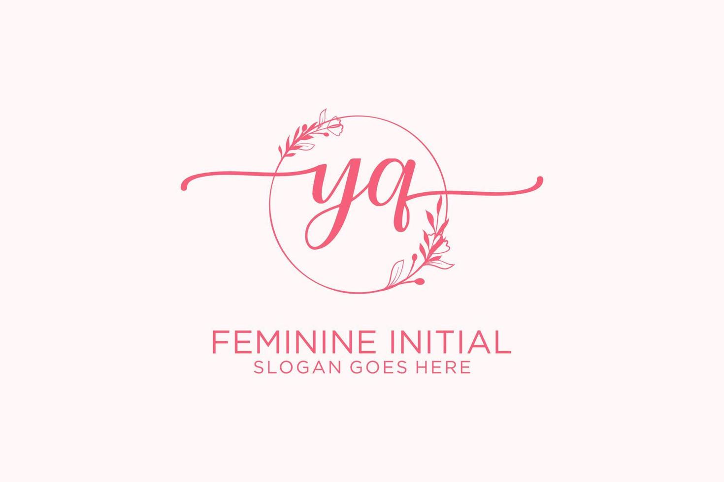 Initial YQ beauty monogram and elegant logo design handwriting logo of initial signature, wedding, fashion, floral and botanical with creative template. vector
