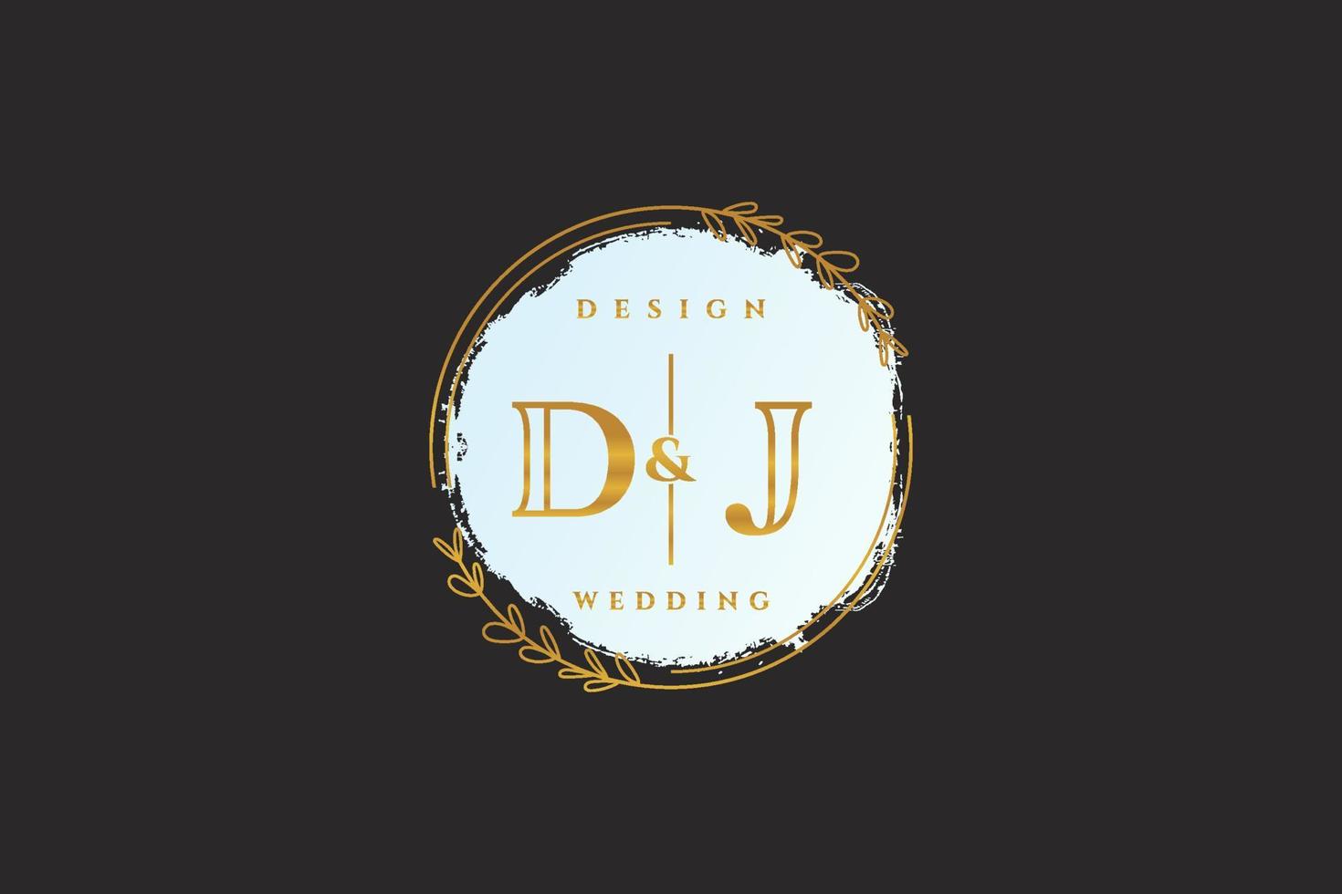 Initial DJ beauty monogram and elegant logo design handwriting logo of initial signature, wedding, fashion, floral and botanical with creative template. vector