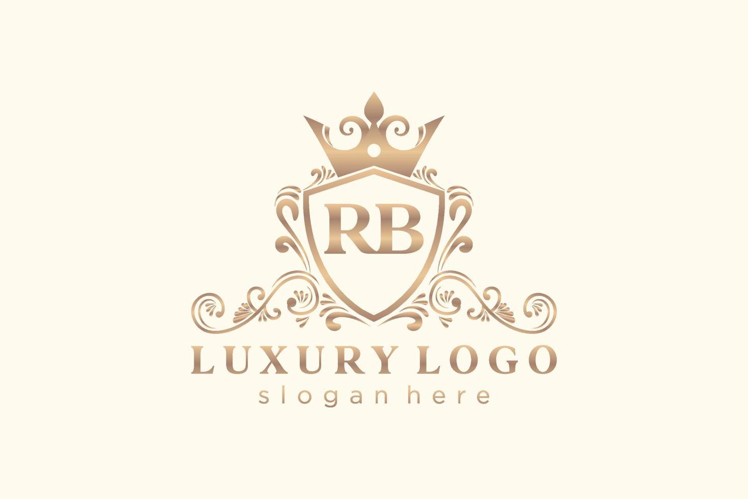 Initial RB Letter Royal Luxury Logo template in vector art for Restaurant, Royalty, Boutique, Cafe, Hotel, Heraldic, Jewelry, Fashion and other vector illustration.