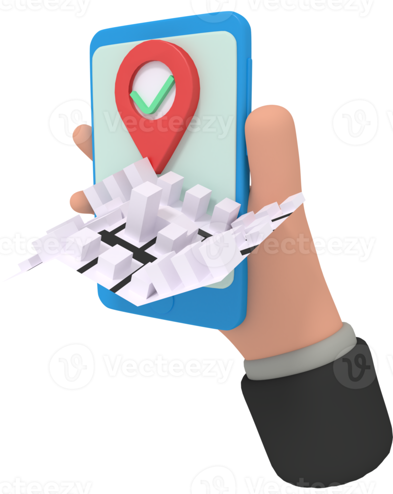 3d illustration of delivery location map on phone png