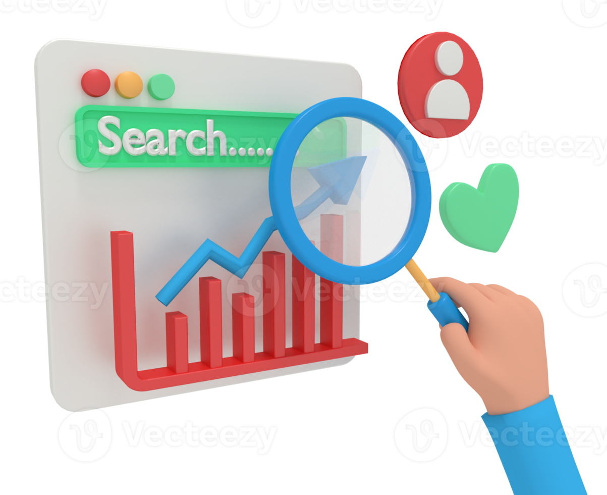 3d illustration of search seo png