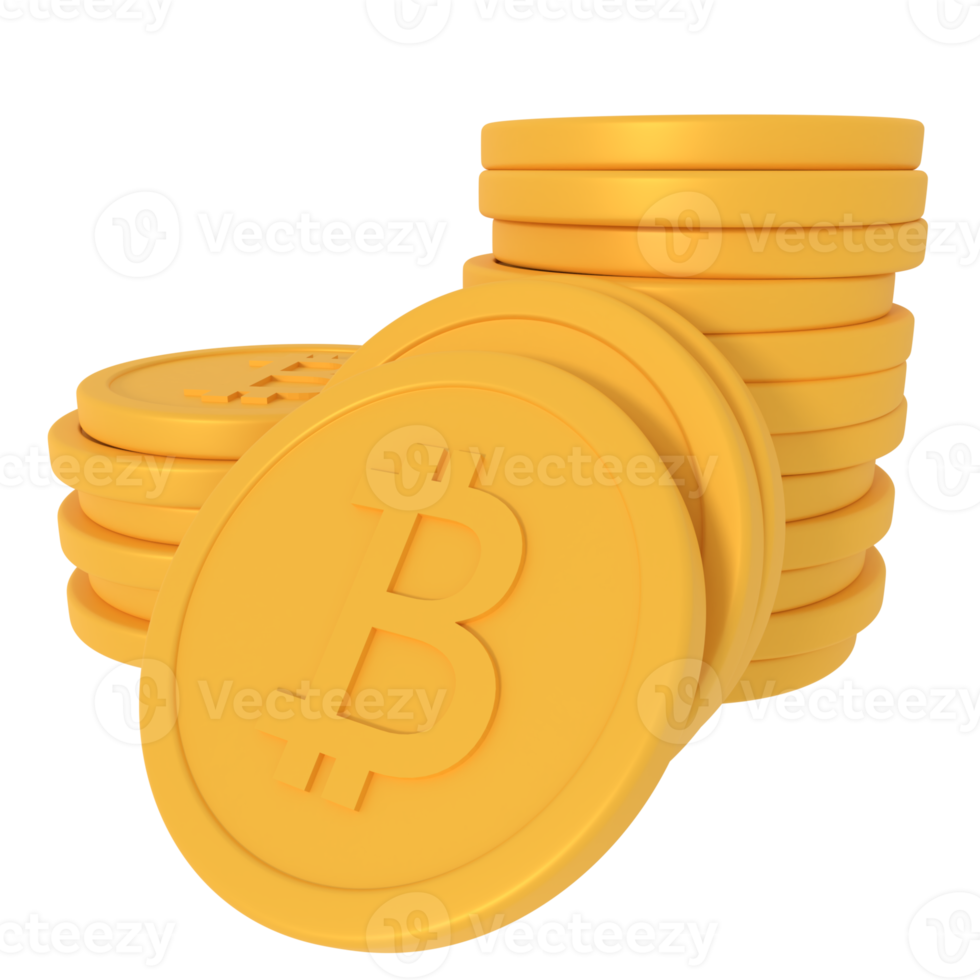 3d illustration of bit coin pile png