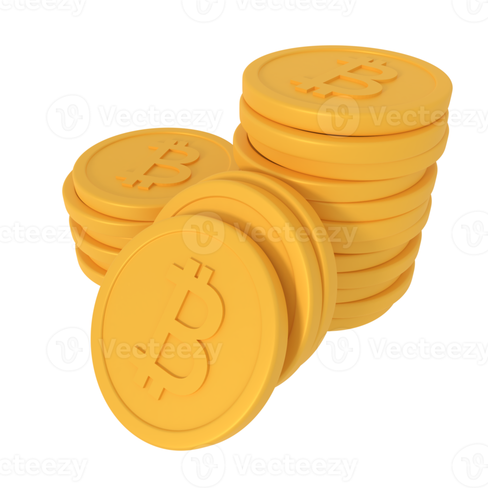 3d illustration of bit coin pile png