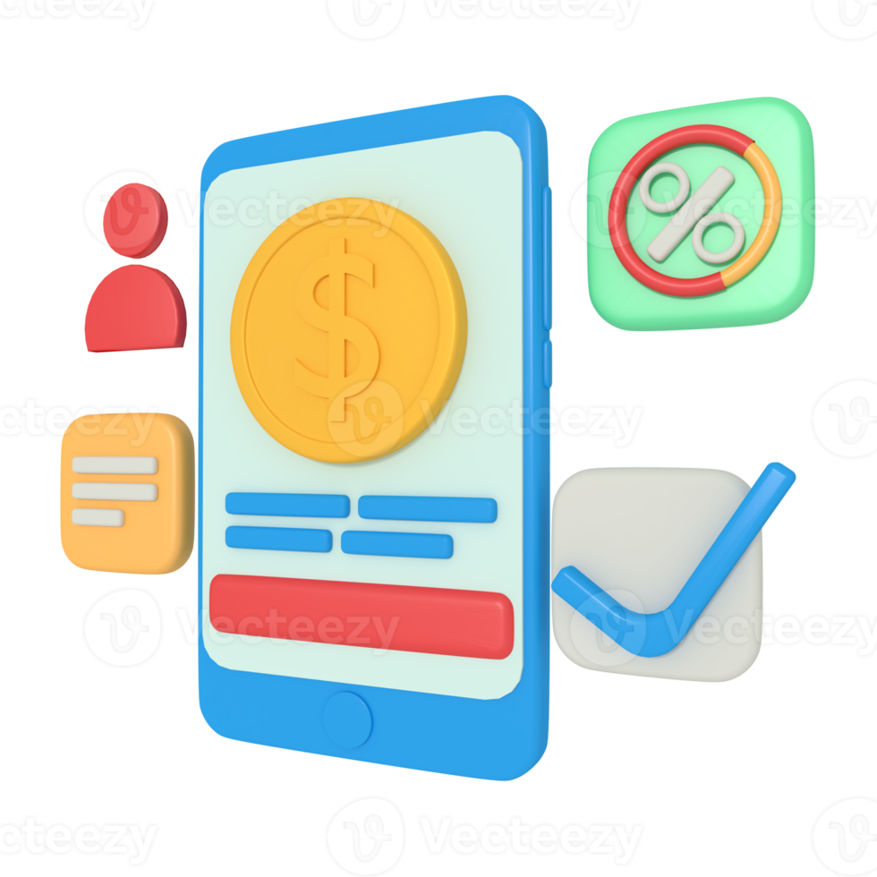 3d illustration of digital payment on phone png