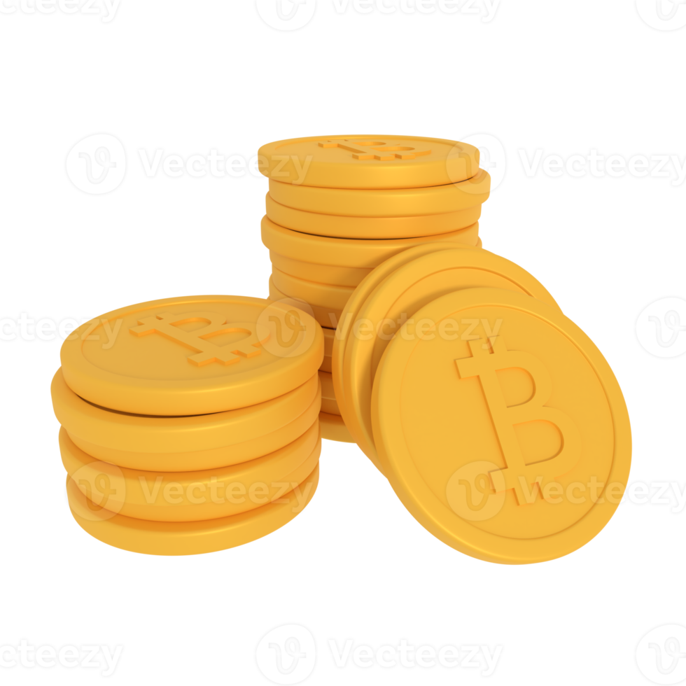 3d illustration of bit coin pile png